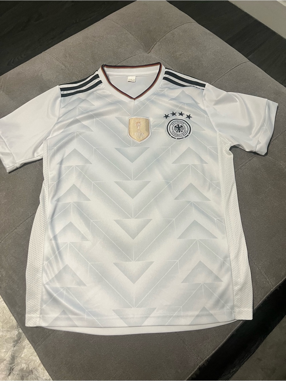 Germany National Team Home Jersey - White with Black Accents 2014 FIFA World Cup